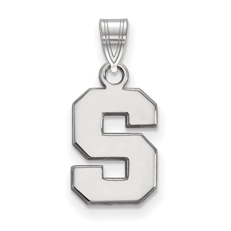 14k White Gold Michigan State Small Initial S Pendant